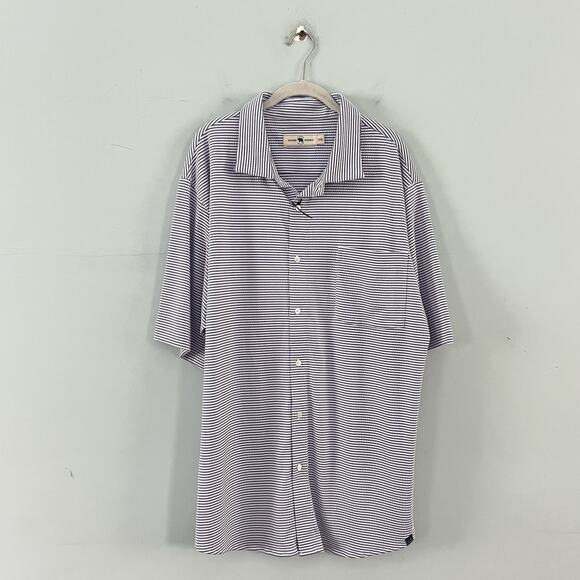 Onward Reserve Drift Blue White Performance Seersucker Button Up Polo Shirt - Picture 1 of 4